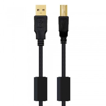 CABLE USB 2.0 IMPRESORA HQ CON FERRITA, TIPO A/M-B/M, NEGRO, 2.0 M