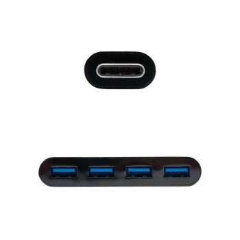 ADAPTADOR USB-C A 4xUSB 3.0. USB-C/M-USB 3.0/H, NEGRO, 10 CM