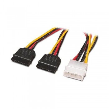 CABLE SATA ALIMENTACION, 5.25(MOLEX 4PIN)/M-2xSATA/H, 20 CM