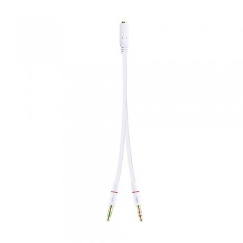 CABLE ADAPTADOR AUDIO JACK 3.5/H 4 PIN-2XJACK 3.5/M 3 PIN BLANCO 20 CM