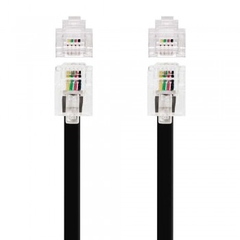 CABLE DE TELEFONO 6P4C, M-M, NEGRO, 2.0 M