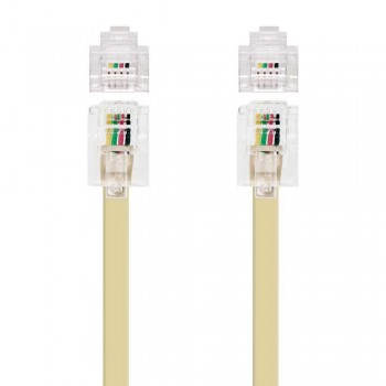 CABLE DE TELEFONO 6P4C, M-M, BEIGE, 2.0 M