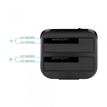 DOCK TOOQ TQDS-802B 2xSATA 2,5/3,5 USB 3.0, CLONE OTB NEGRO