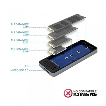 CAJA EXTERNA TOOQ TQE-2281G SSD M.2 NGFF USB 3.1 GEN1 GRIS