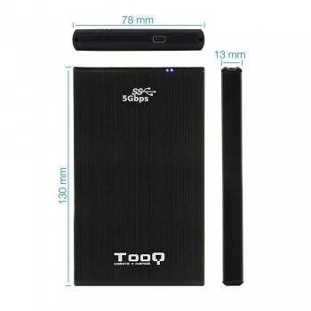 CAJA EXTERNA TOOQ TQE-2522B 2,5 9,5 MM SATA USB 3.0 NEGRA