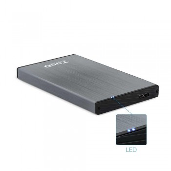 CAJA EXTERNA TOOQ TQE-2527G 2,5 9,5 MM SATA USB 3.0/3.1 GEN1 GRIS