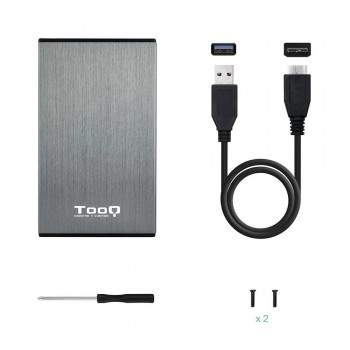 CAJA EXTERNA TOOQ TQE-2527G 2,5 9,5 MM SATA USB 3.0/3.1 GEN1 GRIS