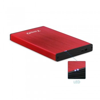 CAJA EXTERNA TOOQ TQE-2527R 2,5 9,5 MM SATA USB 3.0/3.1 GEN1 ROJA