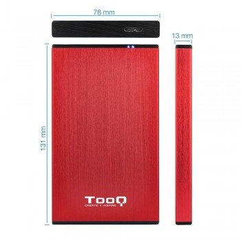 CAJA EXTERNA TOOQ TQE-2527R 2,5 9,5 MM SATA USB 3.0/3.1 GEN1 ROJA