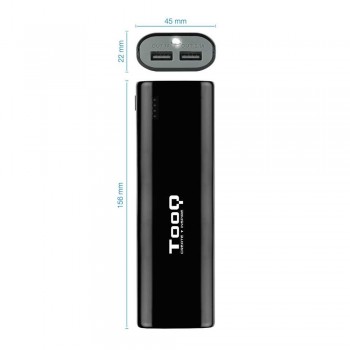 BATERIA EXTERNA TOOQ TQPB-1104-B 10400MAH LUZ 2USB 5V/1A+5V/2,1A NEGRO